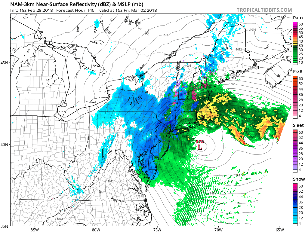 NAM Radar Friday March 2 2018 Noon